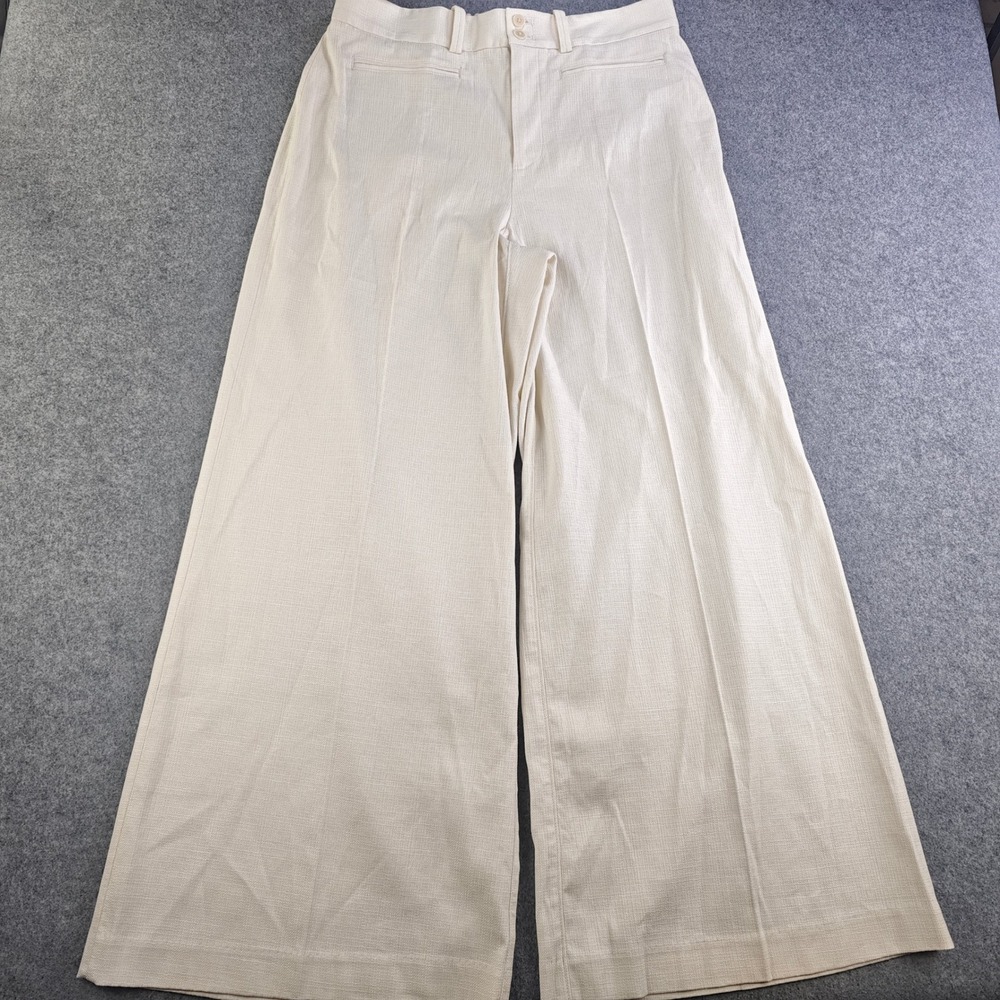 Spanx Wide Leg Linen Blend Pants Womens XL Cream White Cotton Rayon Summer